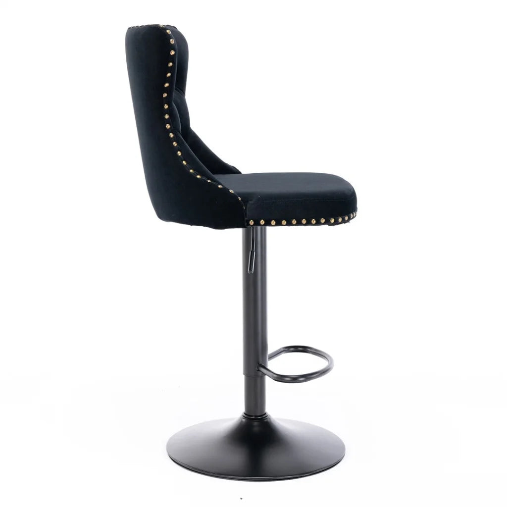 Bar Stools Set of 2 Height Adjustable Swivel Velvet