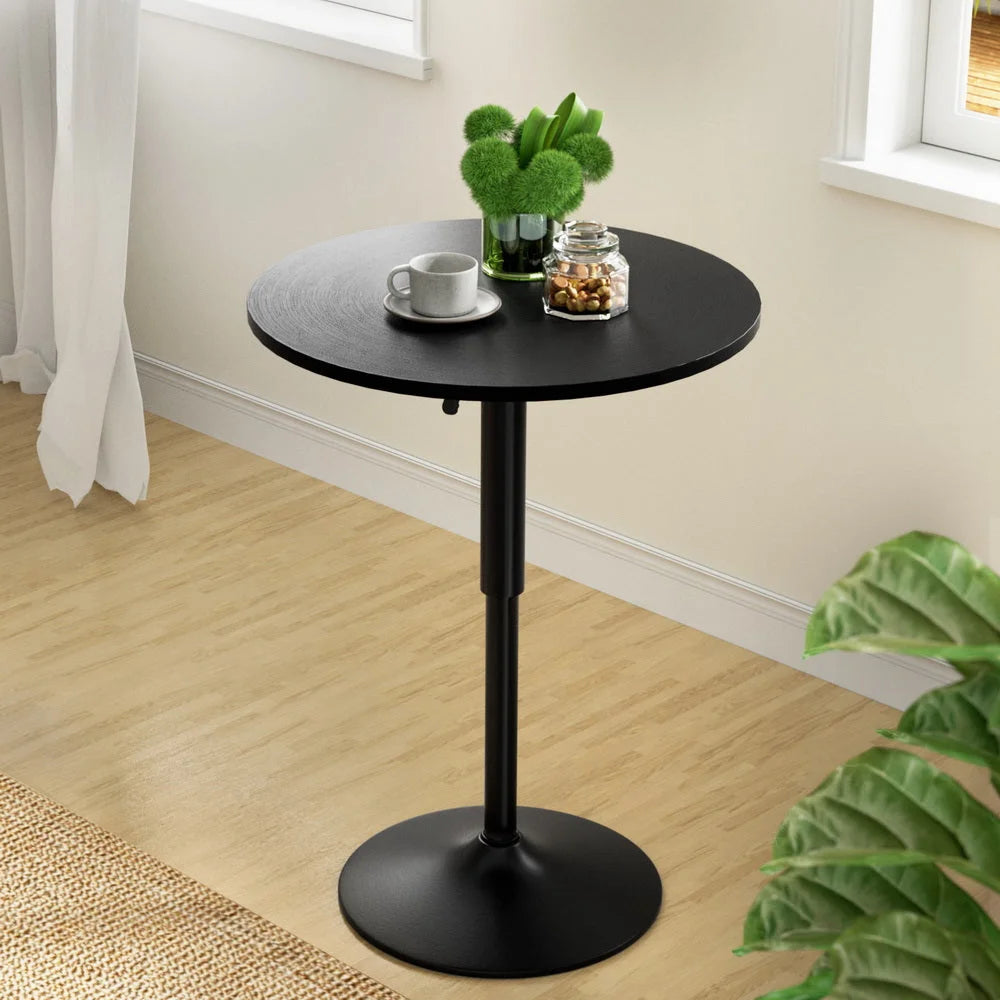 Bar Table Adjustable Gas Lift Wood/Metal Black - Dining