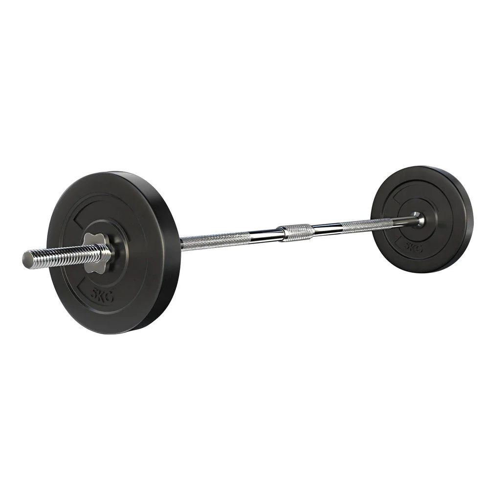 18kg barbell weight set with colour matched pieces and support fittings