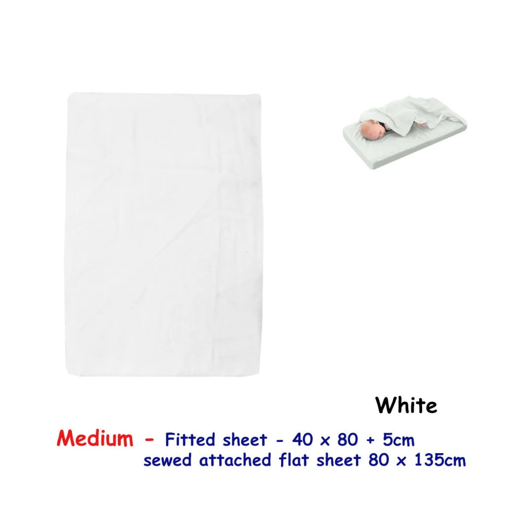 Bassinet Fitted Sheet White with Attached Flat Sheet - Home