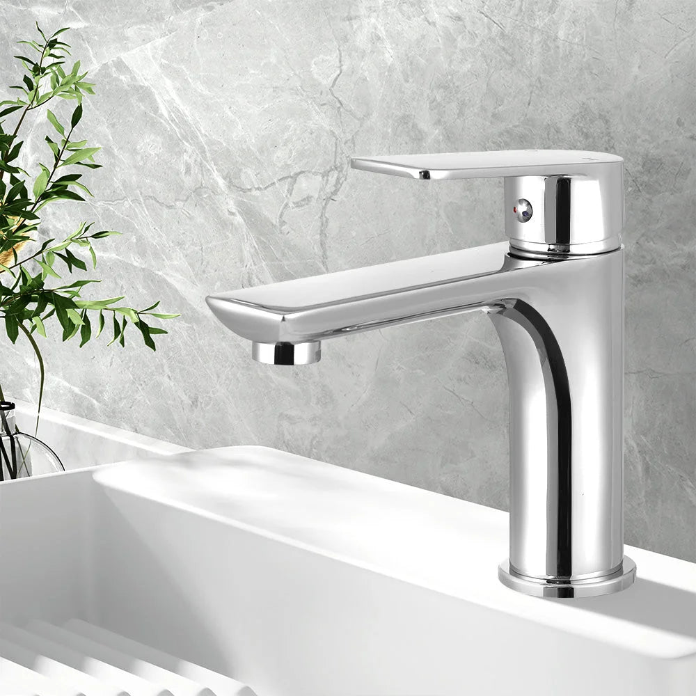Chrome basin mixer tap with wall fittings and water outlet