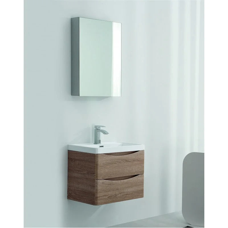 Bathroom Vanity Ancona Wall Hung 600mm White Oak - Home &
