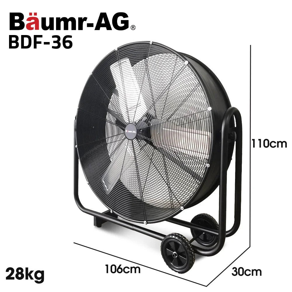 BAUMR-AG 36’’ 914mm Industrial Mobile Floor Drum Fan 290W