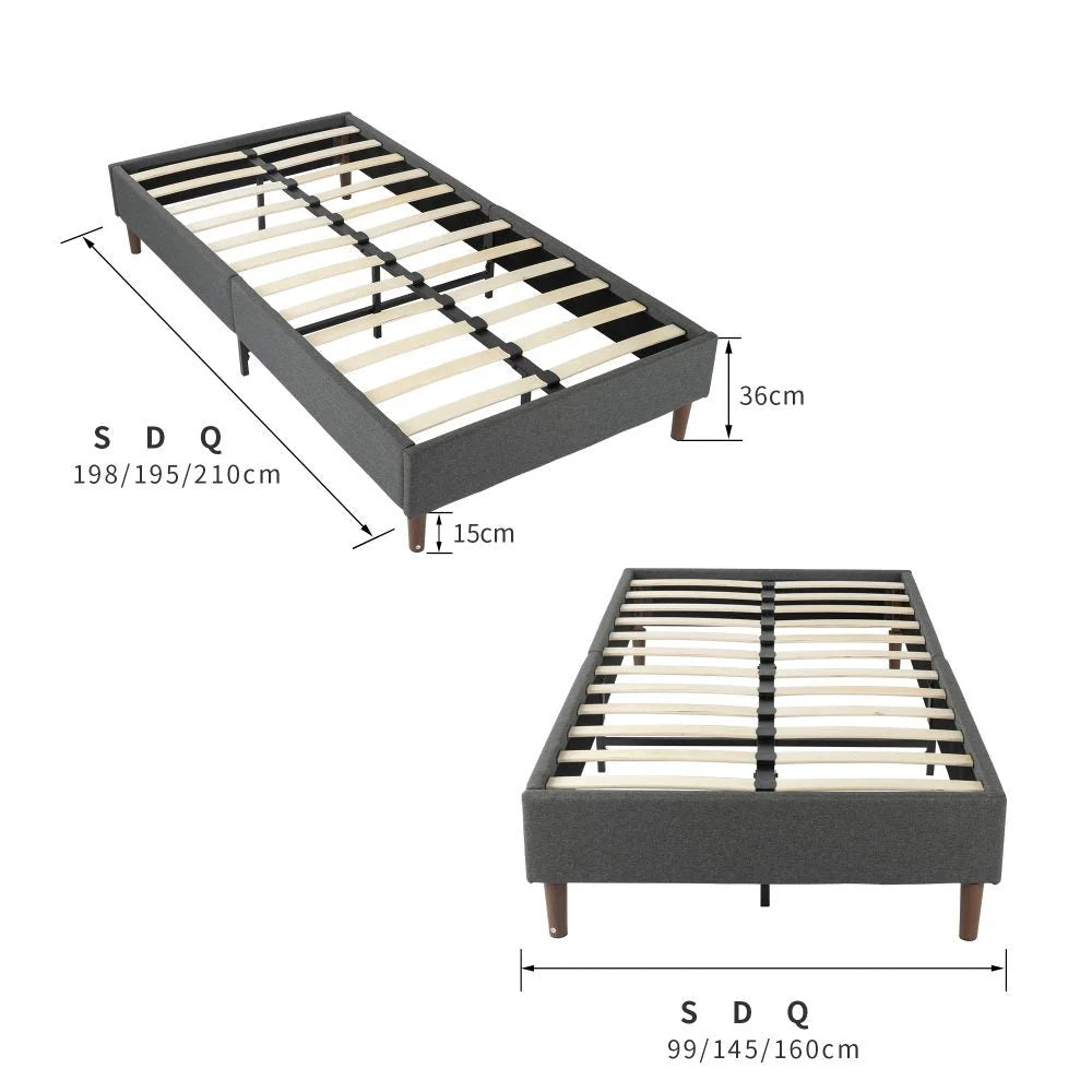 Bed Frame Mattress Foundation - Dark Grey Double - Furniture