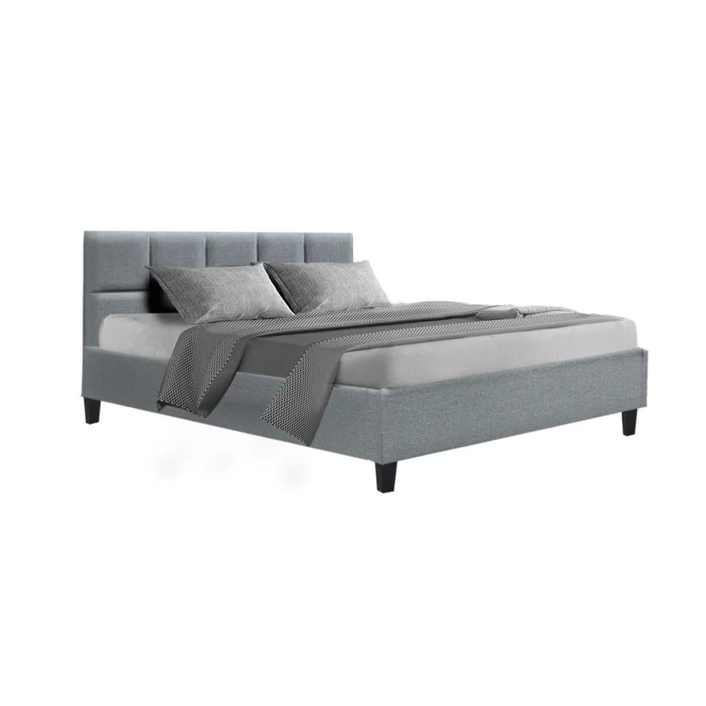 Bed Frame Queen Size Base Mattress Platform Fabric Wooden