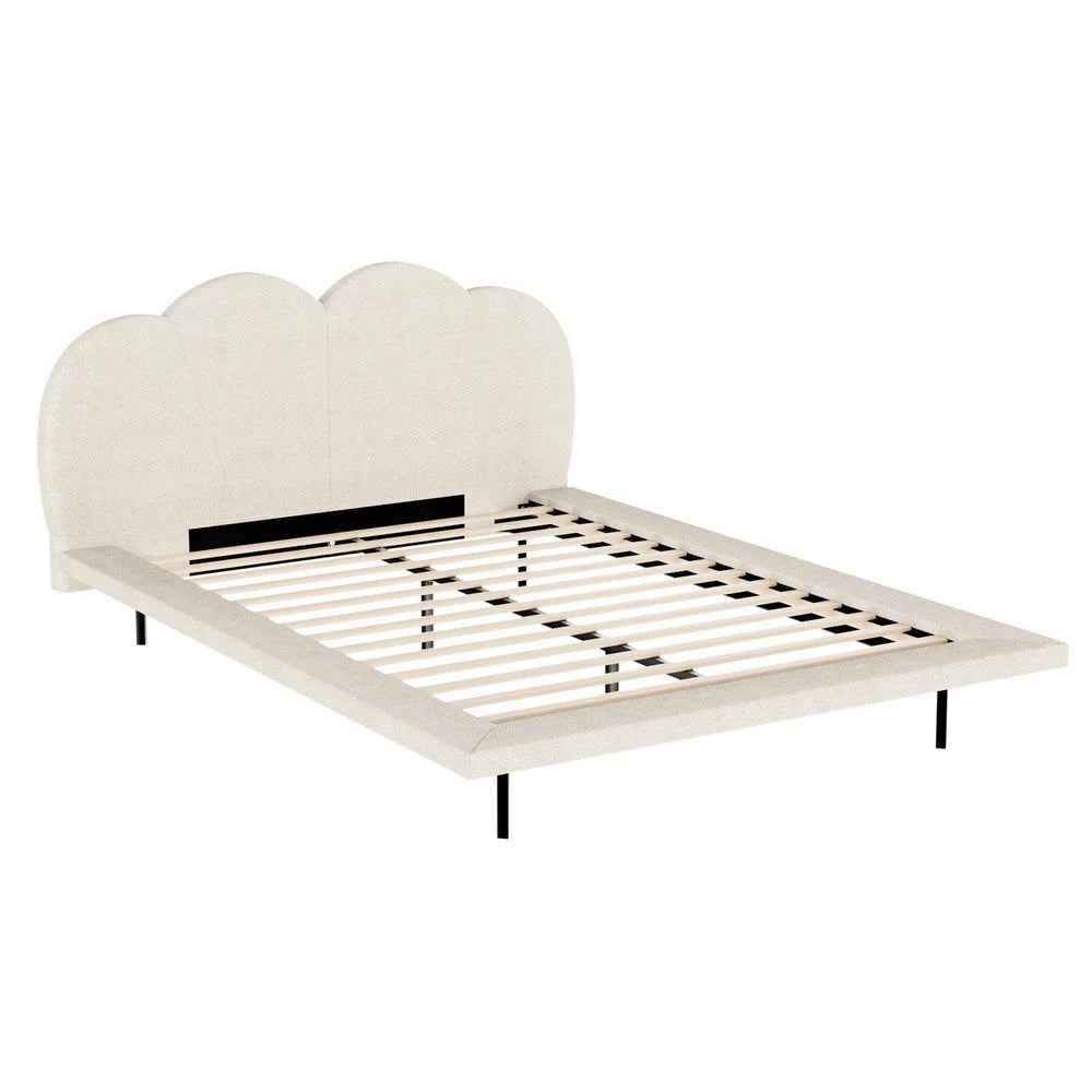 Bed Frame Queen Size Boucle - Beige SASA - Furniture