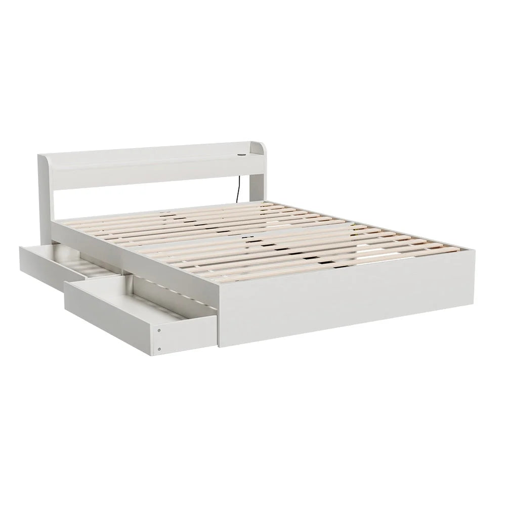 Bed Frame Queen Size Mattress Base with Charging Ports