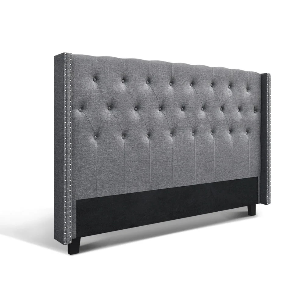 Bed Head King Size Fabric Headboard Bed Frame Base Grey