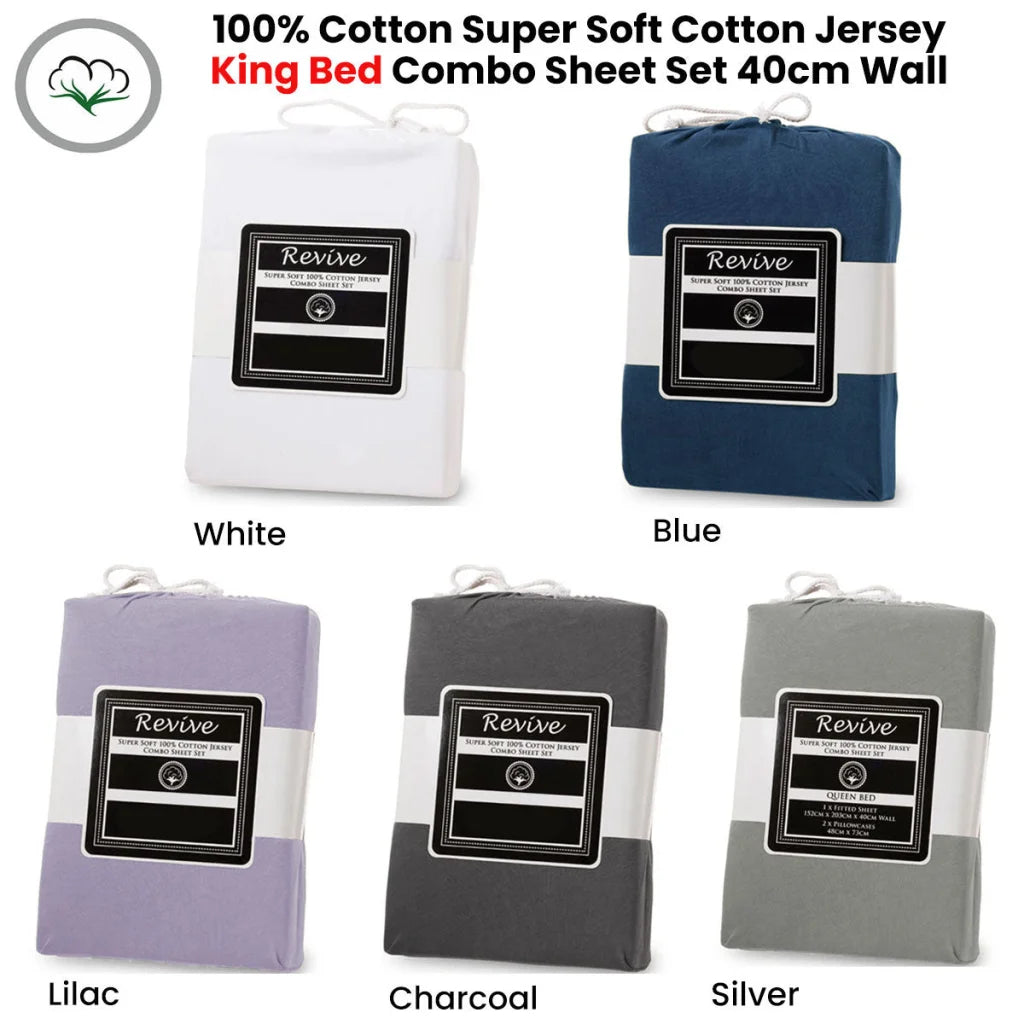 Bedding Revive 100% Cotton Jersey Combo Set - White King