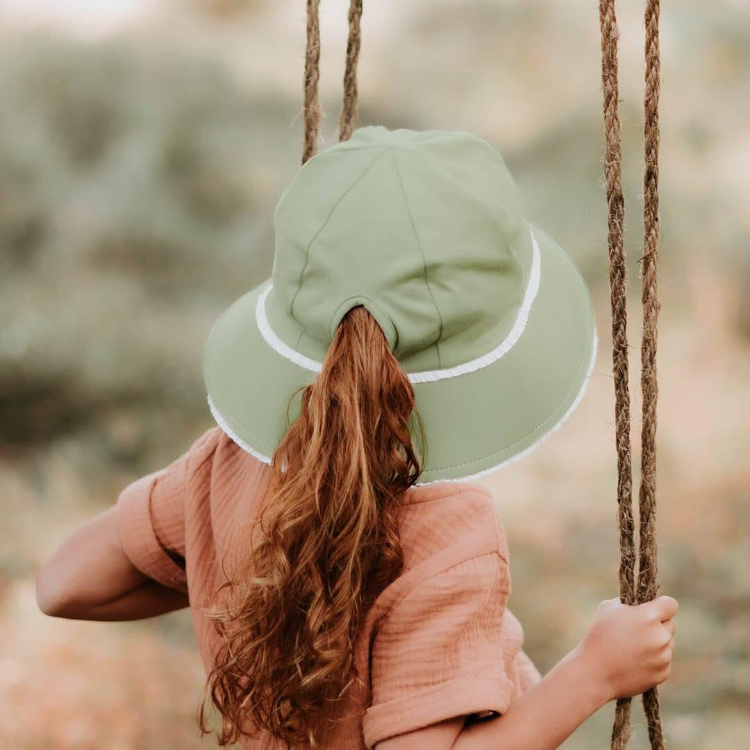 Bedhead Ponytail Bucket Hat - Khaki Ruffle L