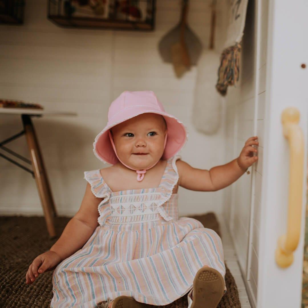 Bedhead Toddler Bucket Hat - Blush Ruffle Trim L