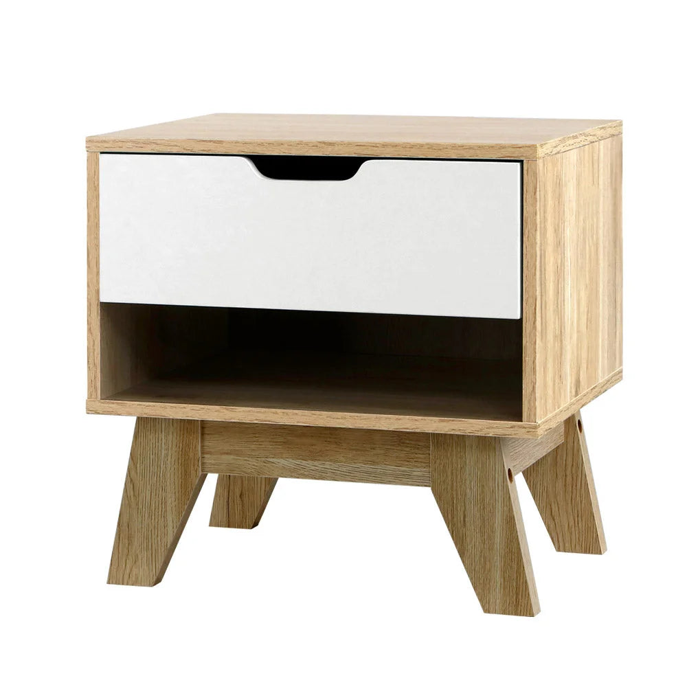 Bedside Table Drawer Nightstand Shelf Cabinet