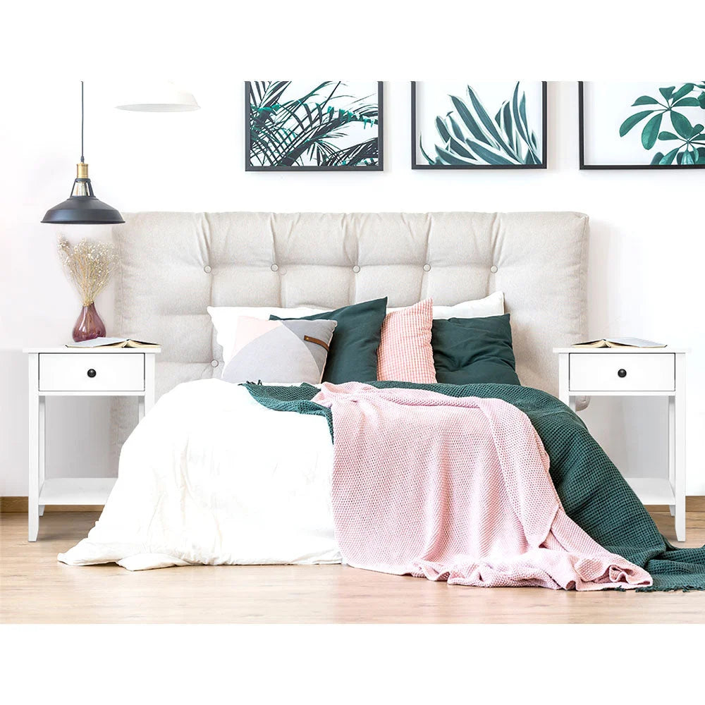 Bedside Table Drawer Nightstand White Storage Cabinet