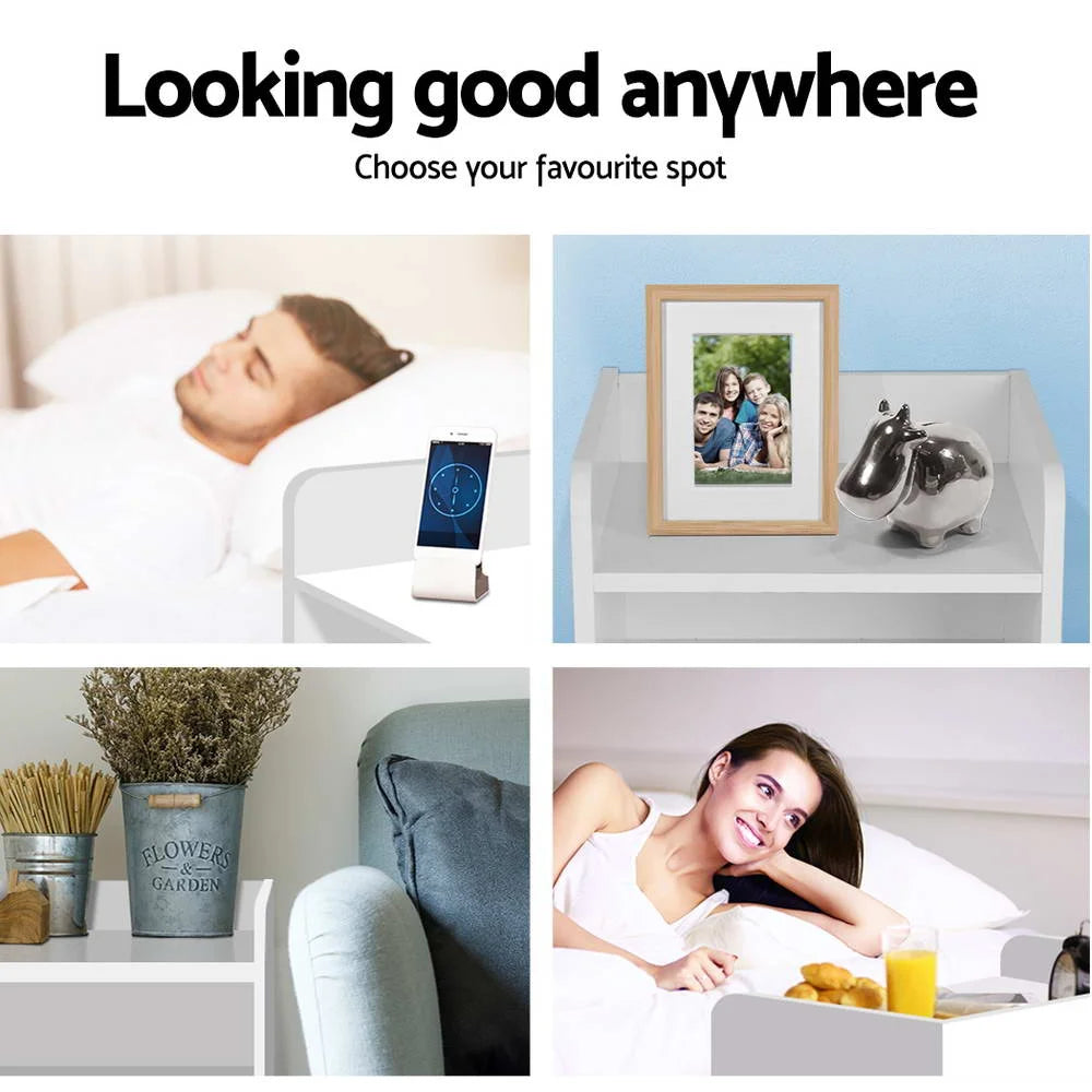 Bedside Table with Drawer White - Bedroom