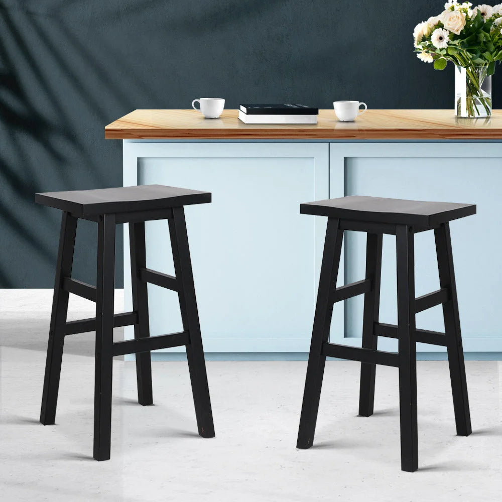 Beech Wood Bar Stools (Set of 2) Black - Bar Stools & Chairs