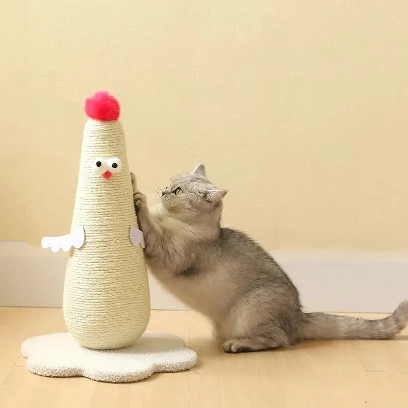 Beige Adorable Chick Cat Scratching Post Durable Sisal