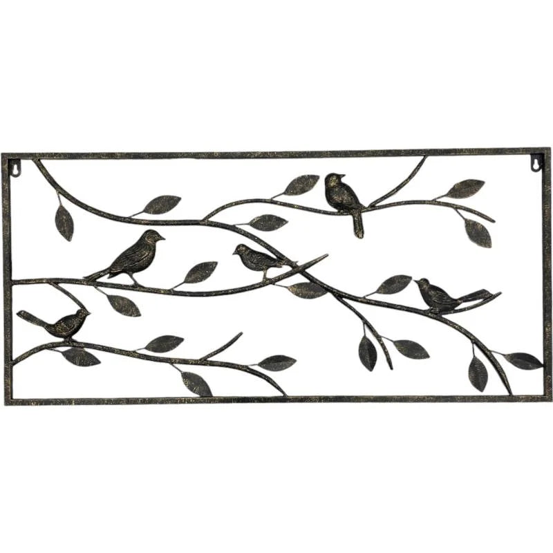 Bird In The Tree Metal Wall Art 40x80cm - Home & Garden >