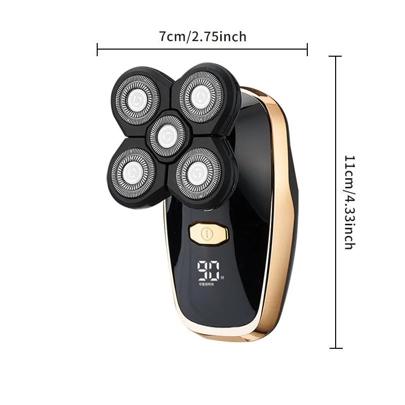 Black 5-Head Rotary Shaver - Waterproof & wireless - Health