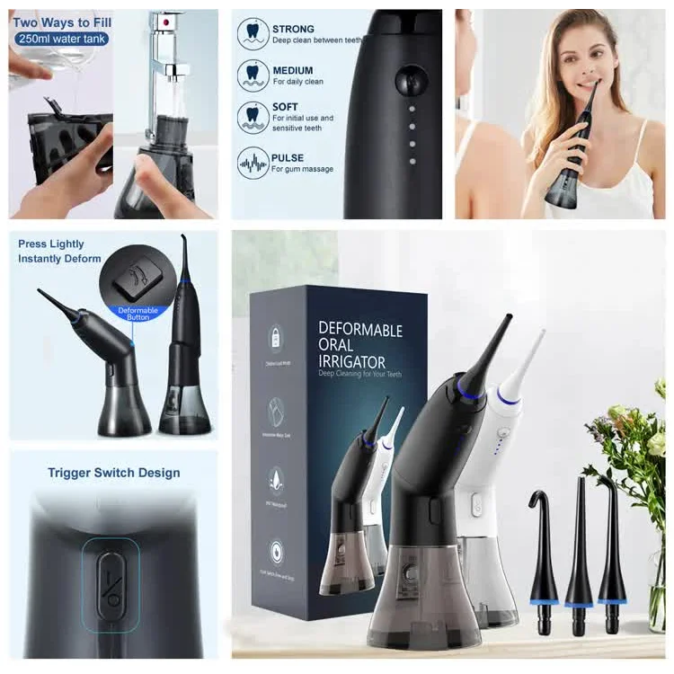Black Advanced Portable Water Flosser - Rechargeable Oral