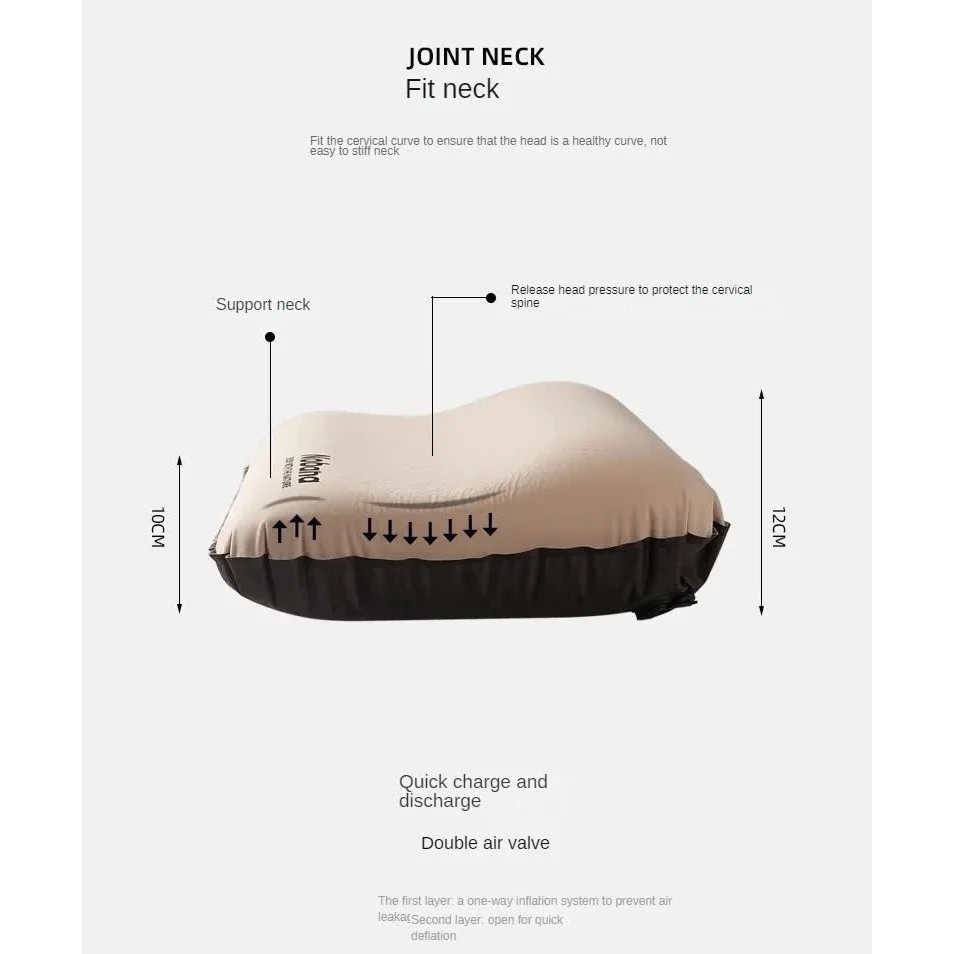 Black Automatic Inflatable 3D Outdoor Sponge Pillow