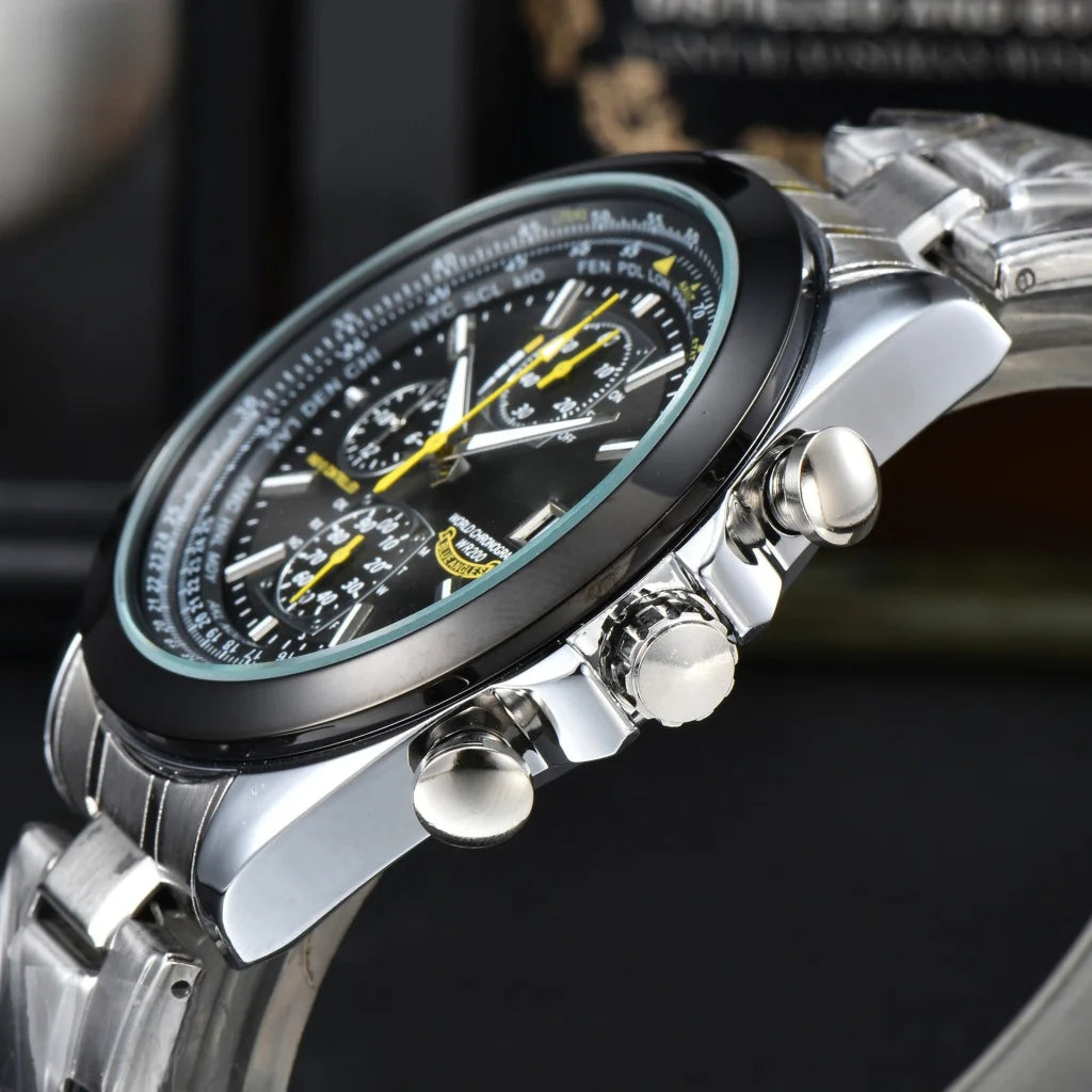 Black Dial Elegant Men’s Quartz Chronograph Watch with 42mm