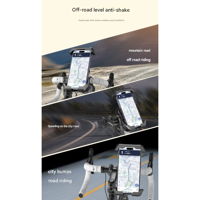 Black Heavy Duty Bike Phone Mount - Anti-Shake Motorcycle