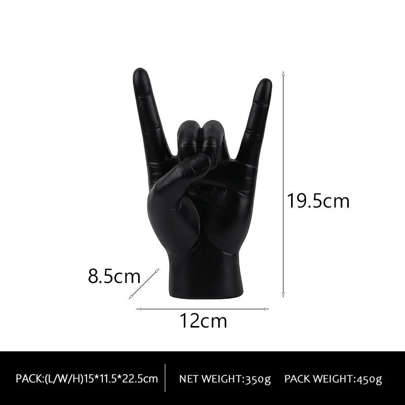 Black Left Hand Resin Rock and Roll Hand Figurine - Stylish