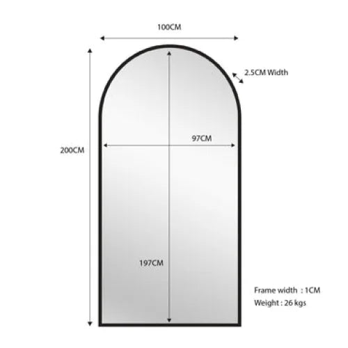 Black Metal Arch Mirror X Large