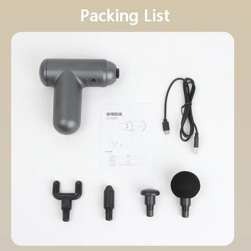 Black Mini Vibrating Fascia Massage Gun - Health & Beauty >