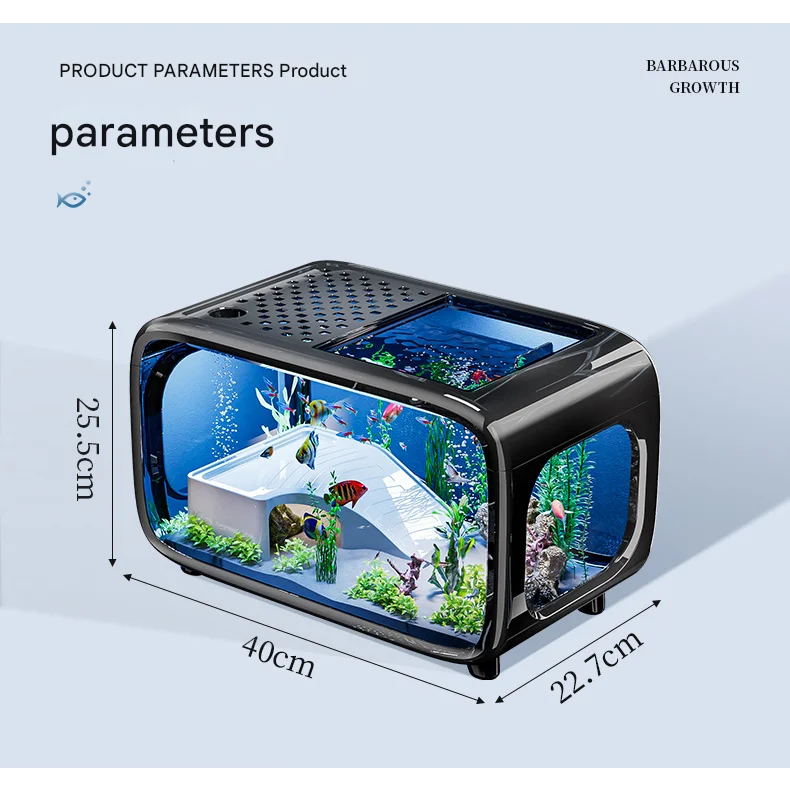 Black Modern Desktop Aquarium & Turtle Tank - Panoramic