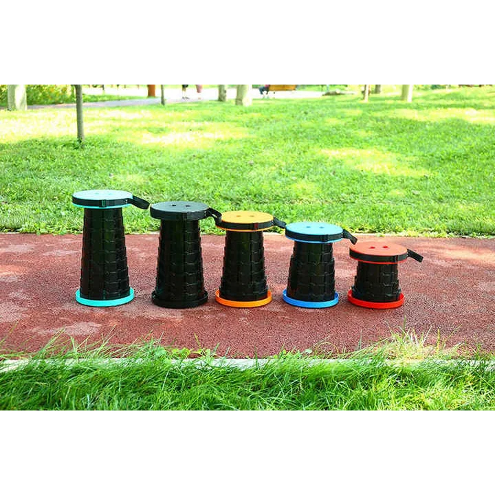 Black Portable Outdoor Telescopic Folding Stool with 100