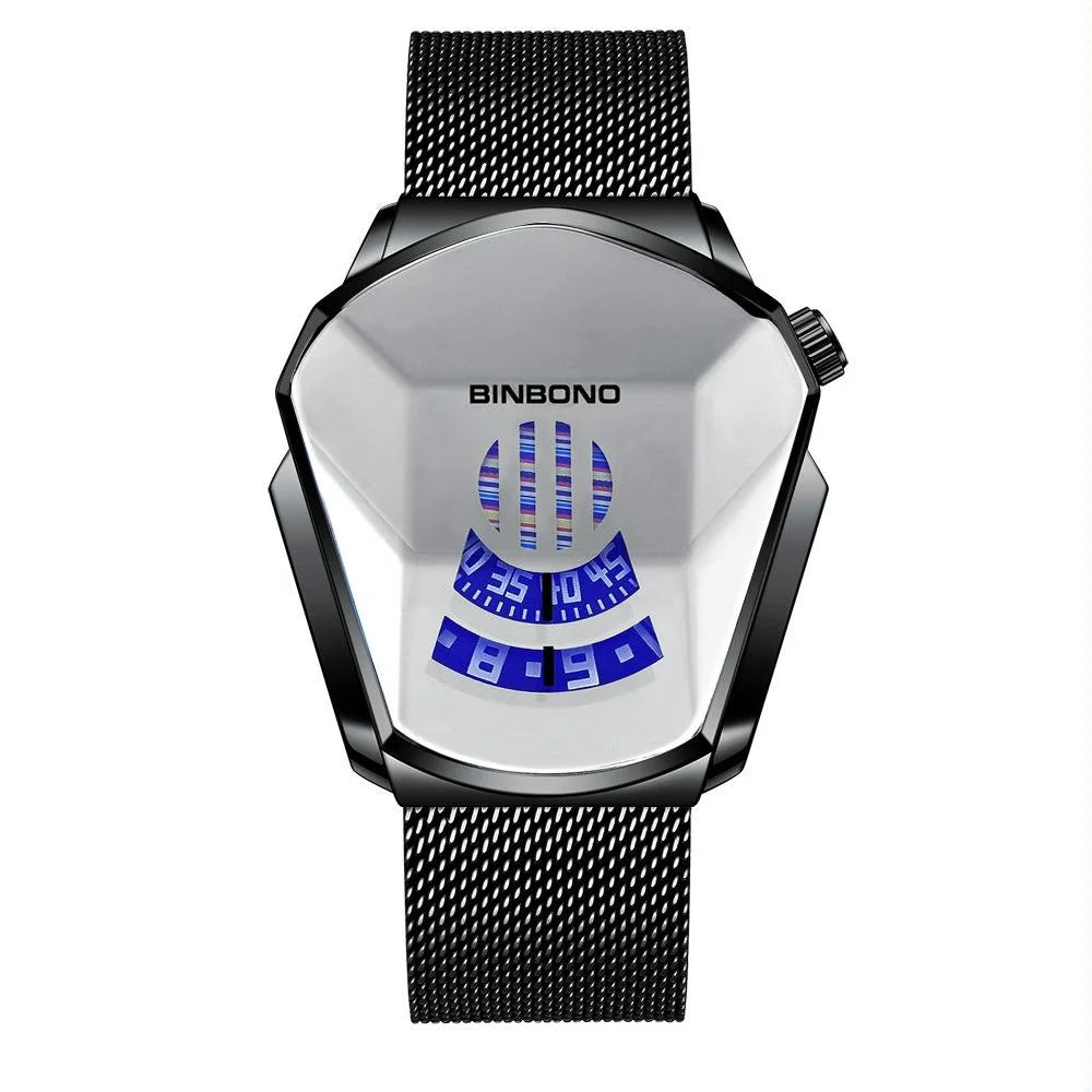 Black Technology Men Watch with Locomotive Concept - Gold