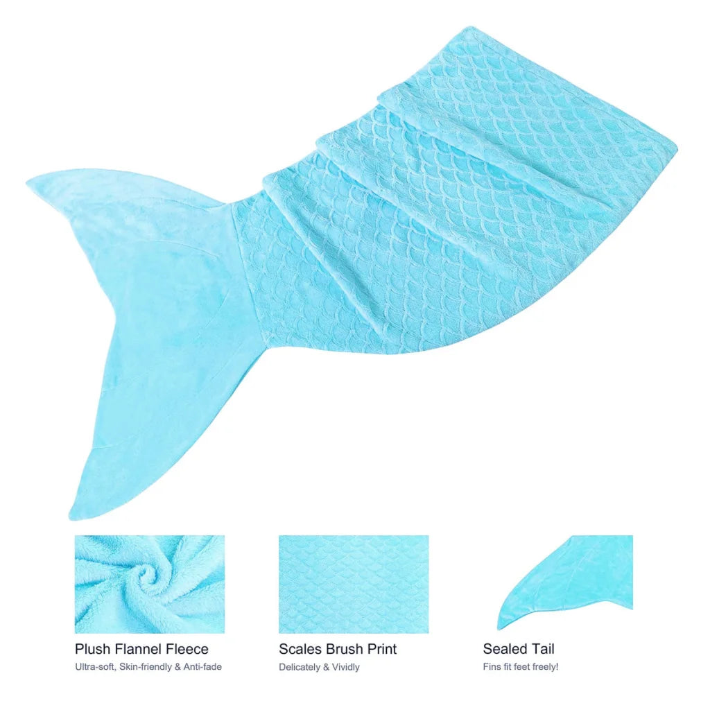 Blanket Mermaid Tail Blue Soft Throw - Home & Garden