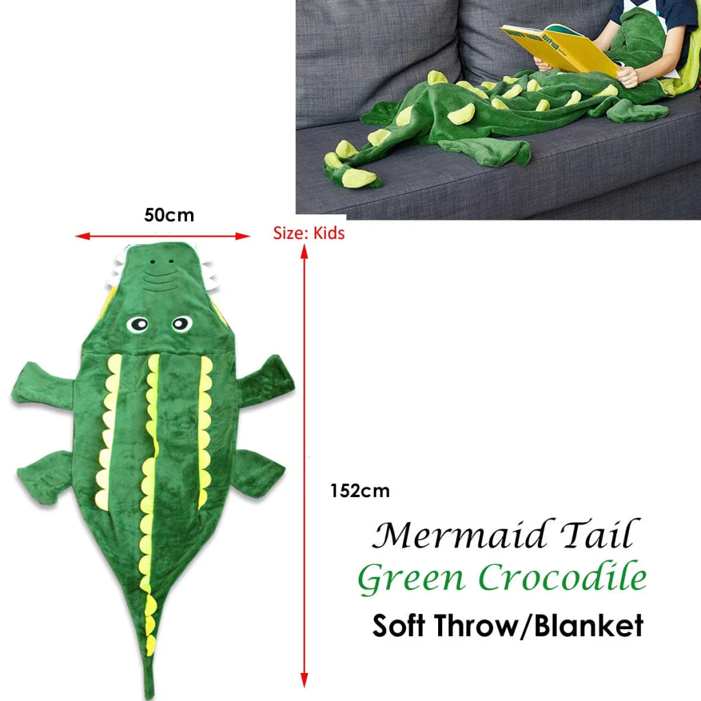 Blanket Mermaid Tail Crocodile Green Soft Throw - Home &