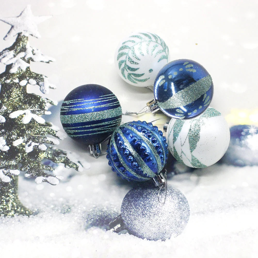 Blue 30-Piece 6cm Electroplated Christmas Baubles