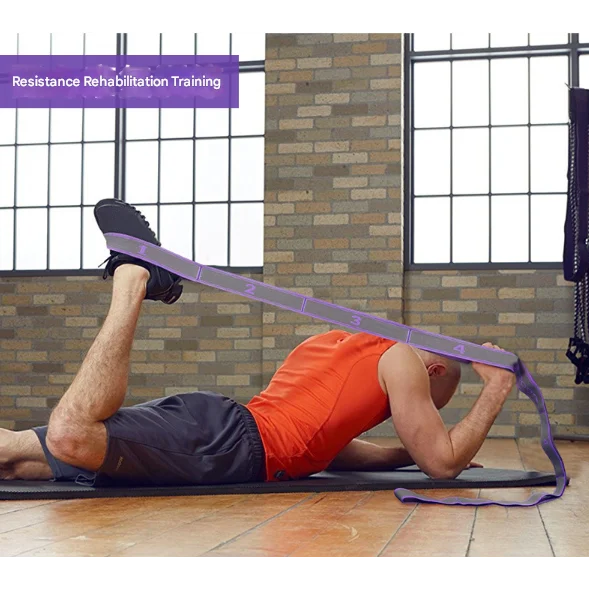 Blue and Purple 9-Loop Yoga Stretch Strap - Numbered Band