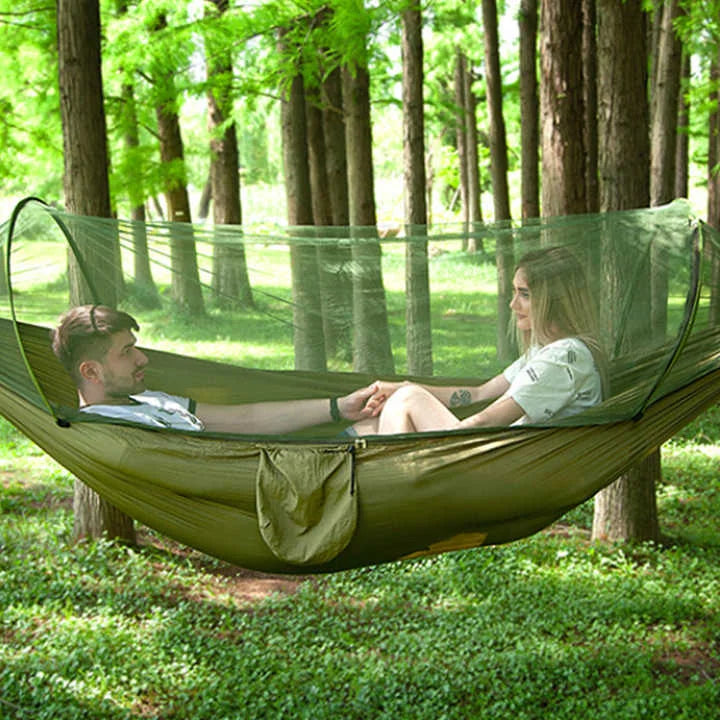 Blue Automatic Pop-Up Mosquito Net Hammock - 200kg Load