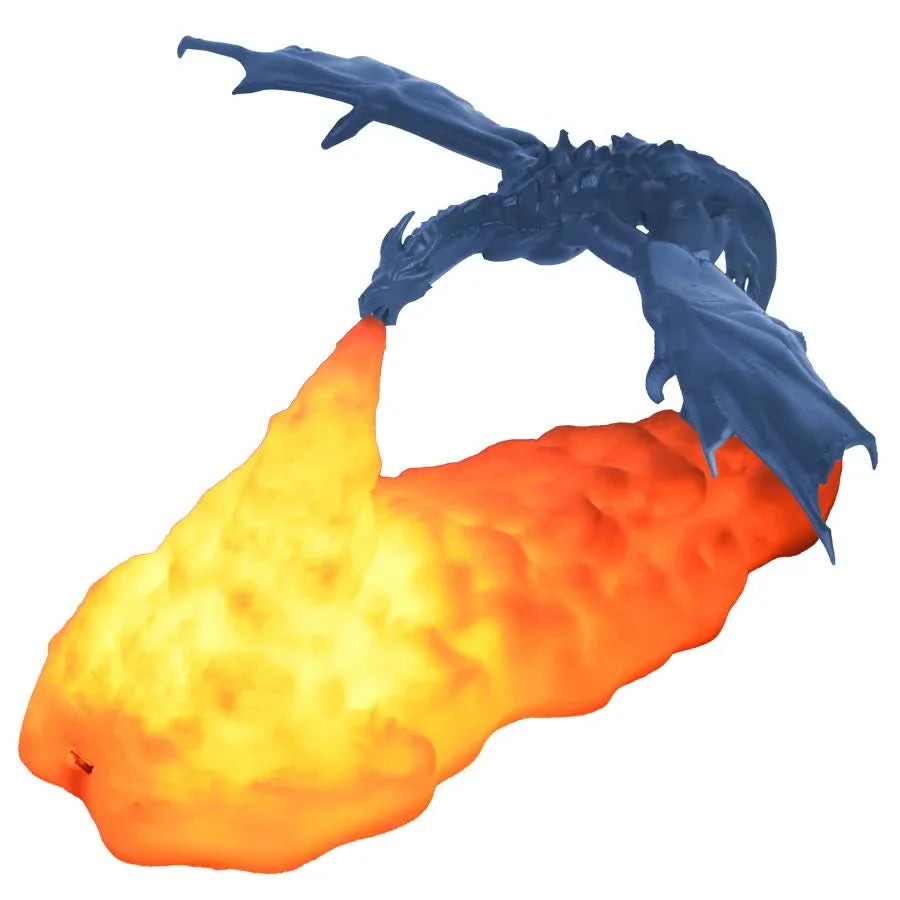 Blue Ice Dragon 3D Printed LED Dragon Flame Night Light