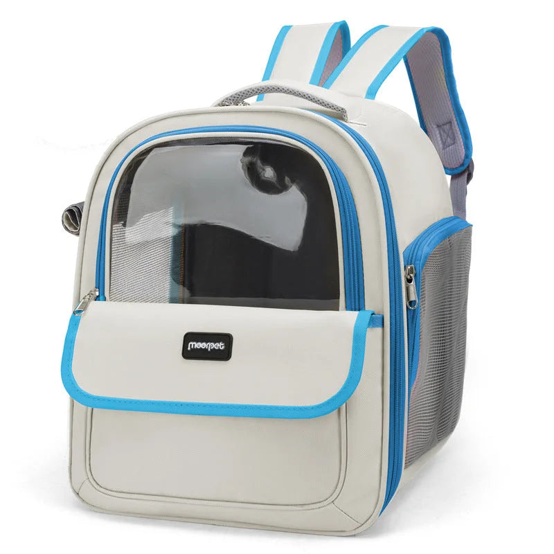 Blue Pet Carrier Backpack - Space Capsule Design for Cats &