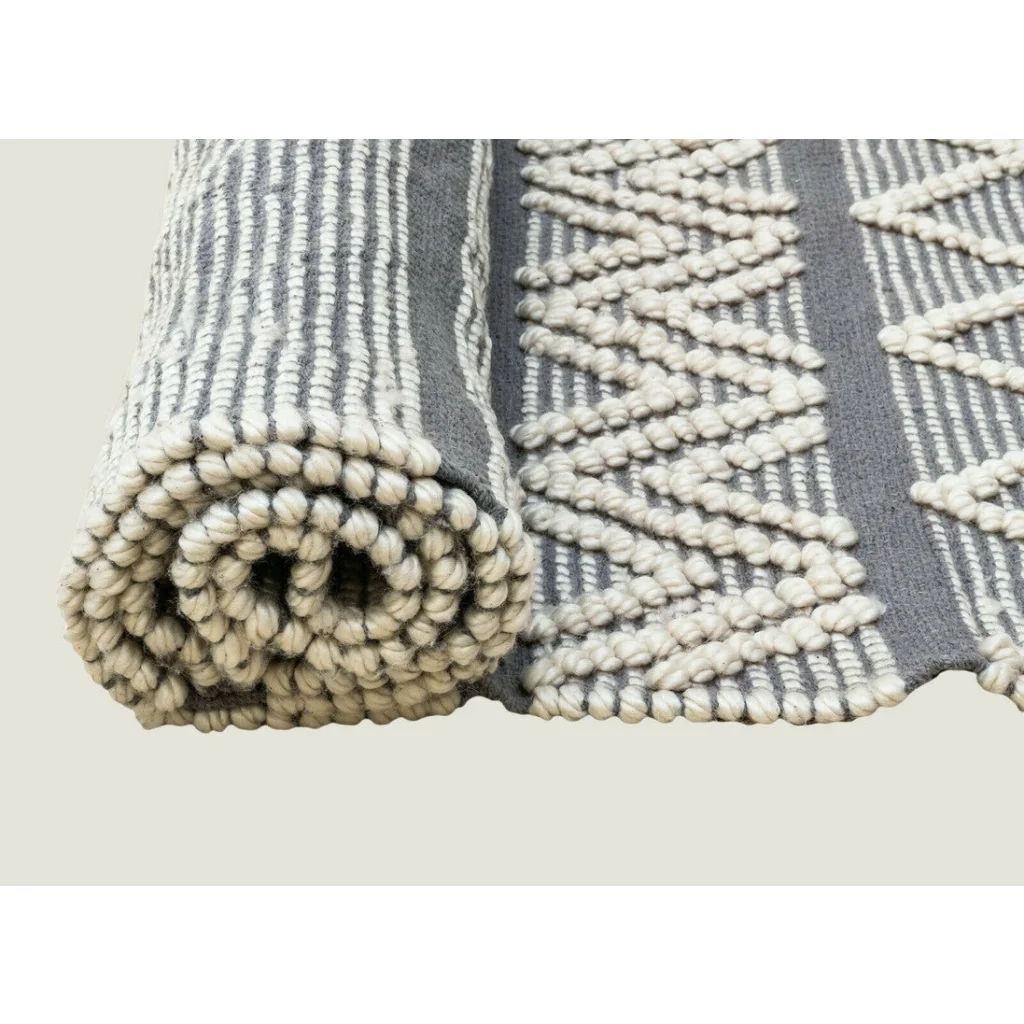 Boho Style Hand Loomed Recycle Cotton Wool Woven Design Rug