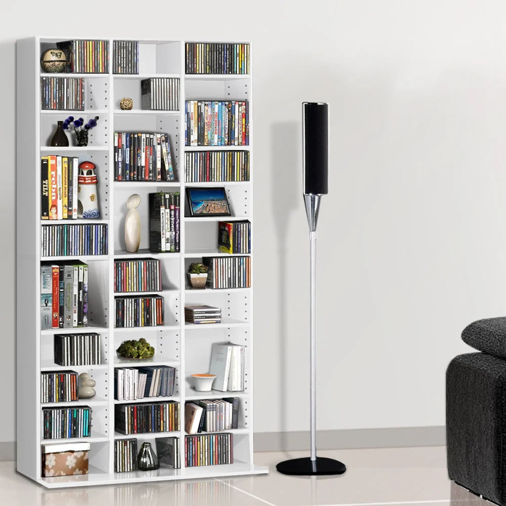 Book Storage Shelf Rack Adjustable Unit White - Home &