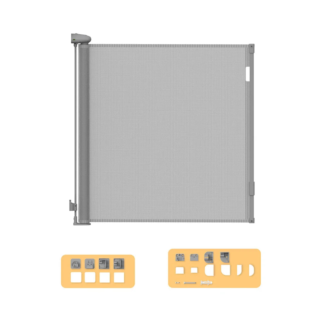 BoPeep Retractable Baby Safety Gates 150cm Grey 150 cm-1973193926219272192