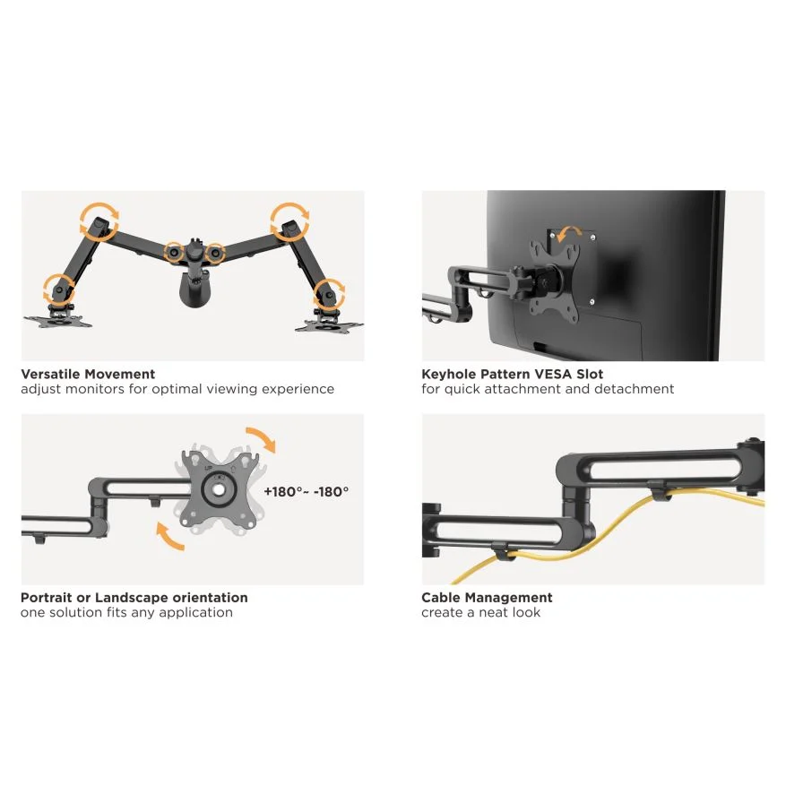 Brateck Dual Monitor Premium Articulating Aluminum Monitor