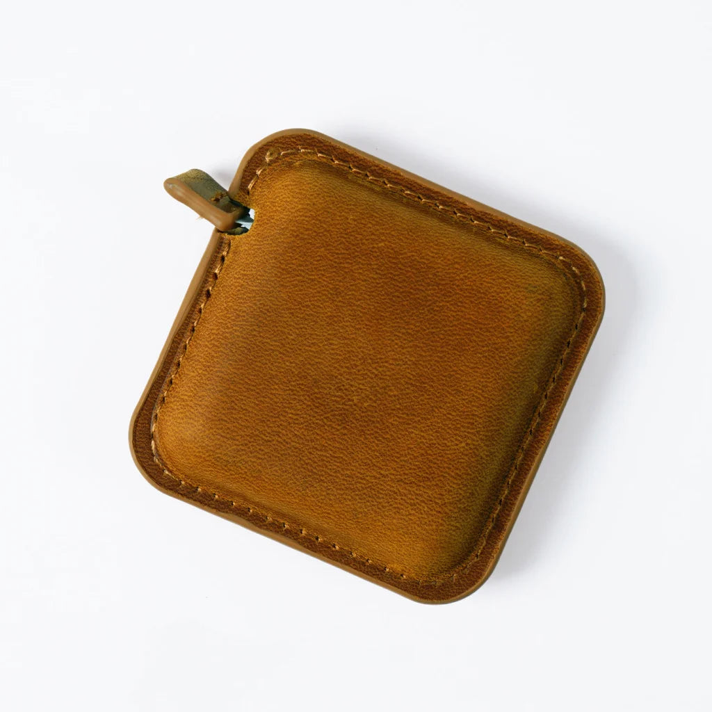 Yellow Brown Mini Leather Tape Measure - 1.5m/60in - Square With Pattern main image 0