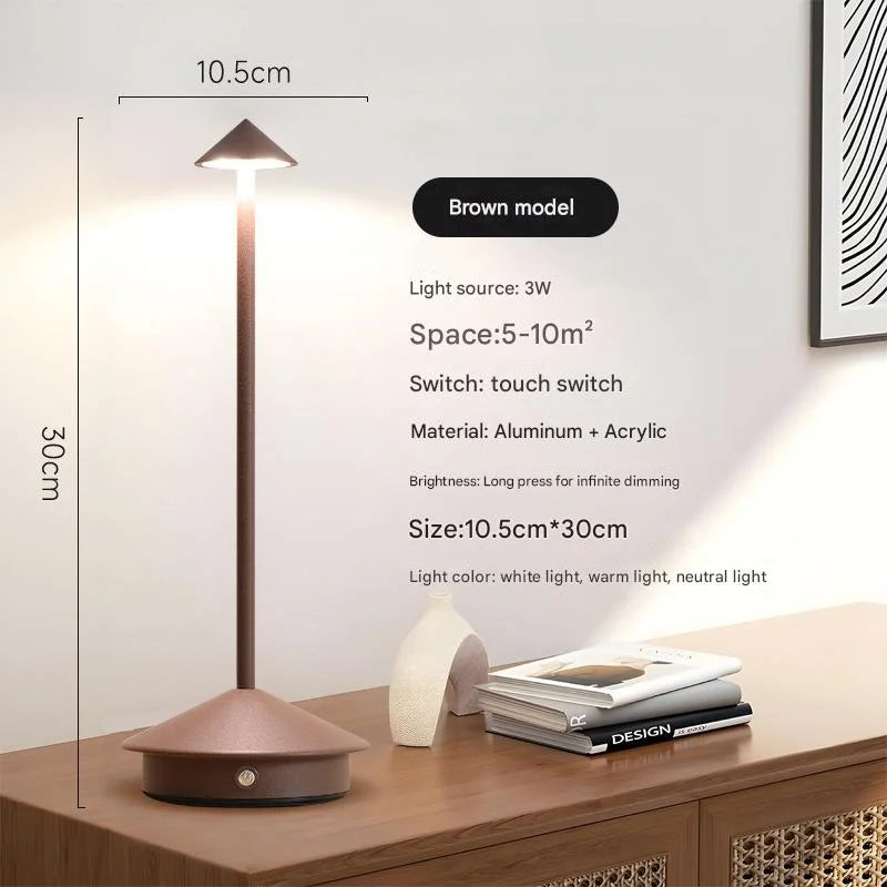 Brown Modern Minimalist Aluminum LED Mushroom Night Light