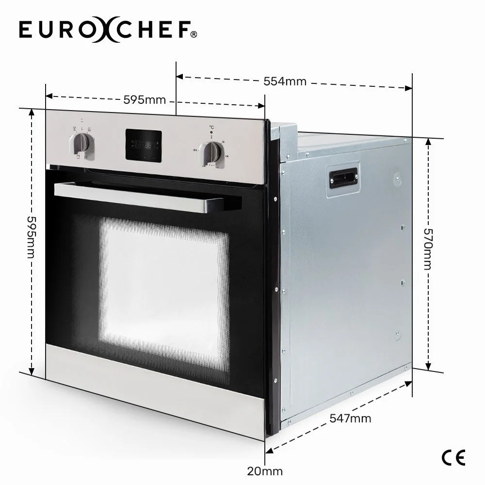 Built-in Oven Fan Forced 80L Stainless Steel - EuroChef