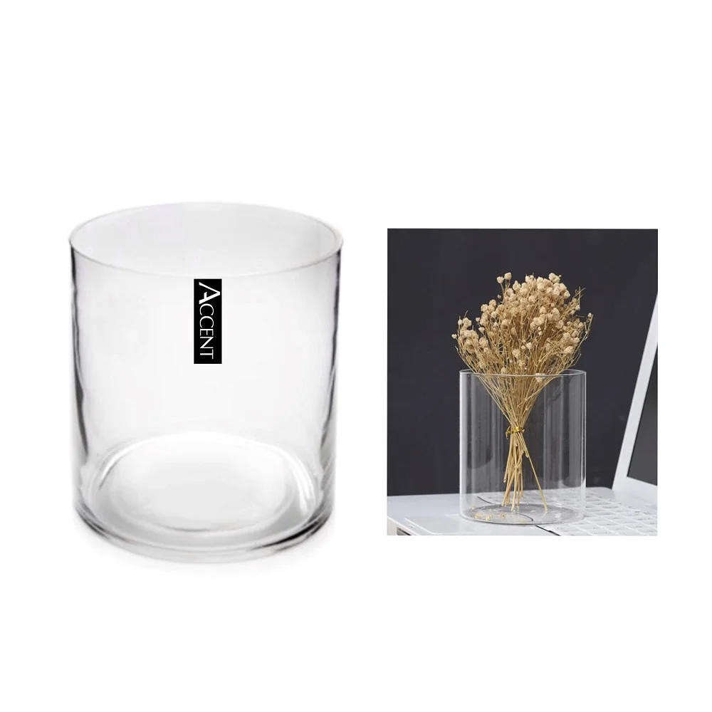 bulk 6 Glass Cylinder Decorative Vase 25cm - Home & Garden