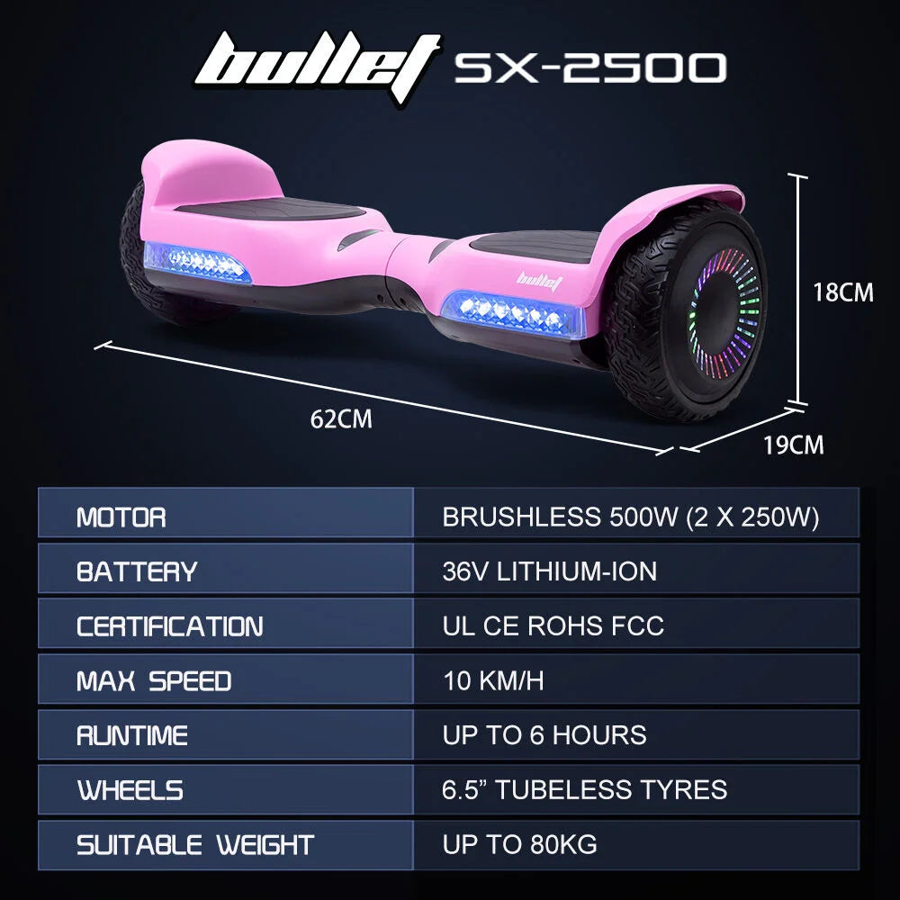 BULLET SX-2500 Hoverboard Scooter 500W Brushless UL