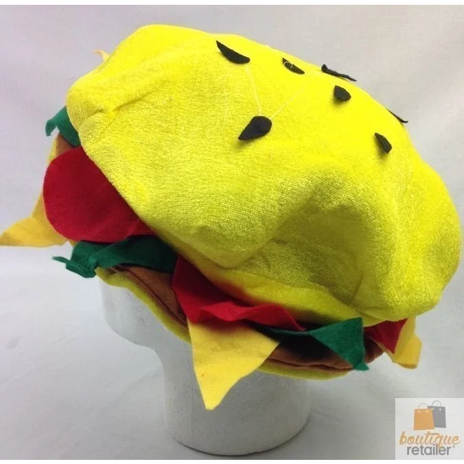 BURGER HAT Costume Party Adult Unisex Novelty Cap Funny