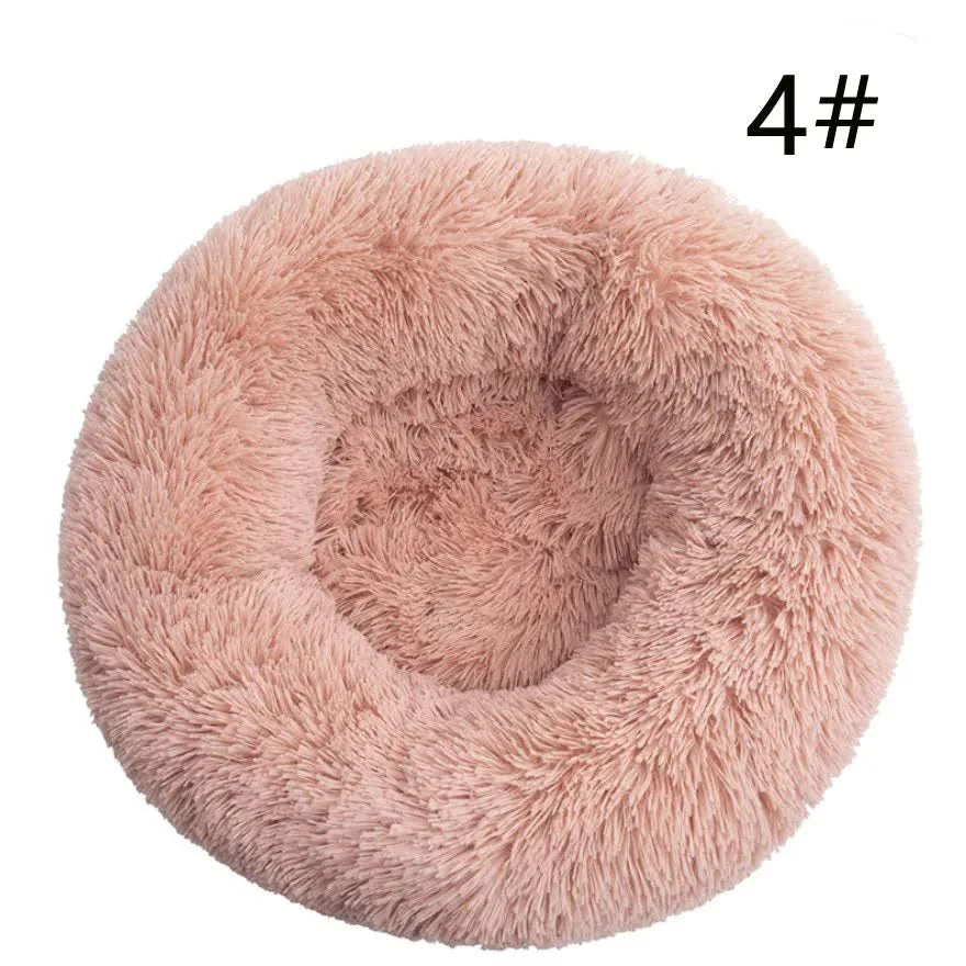 Calming Donut Pet Bed -Soft Faux Fur Anti-Anxiety Fluffy